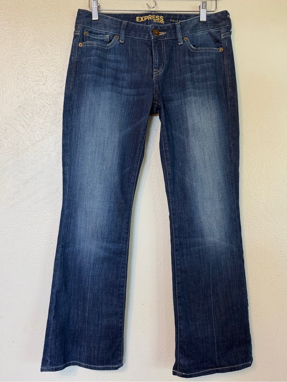 EXPRESS Y2K 2000’s Stella Low Rise Boot Cut Vintage Washed Denim Blue Jeans Sz 8 - Picture 5 of 16
